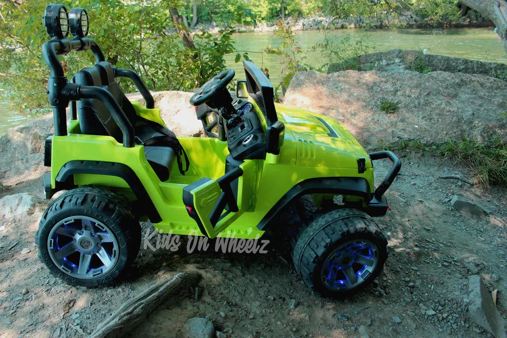 Jeep Wrangler Ride On Car 12V - 2 Seater - Lime Green