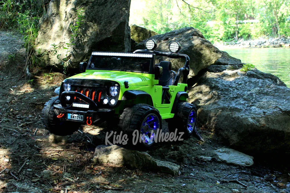 Jeep Wrangler Ride On Car 12V - 2 Seater - Lime Green