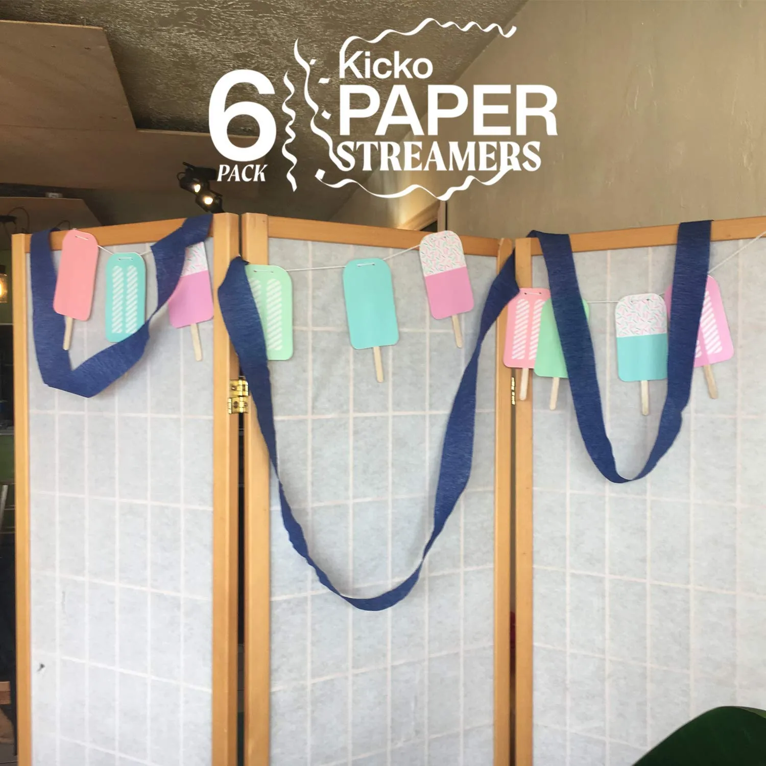 Kicko Navy Blue Crepe Streamers - 2 Pack, 162 Feet x 1.75 Inches - for Kids, Party Favors