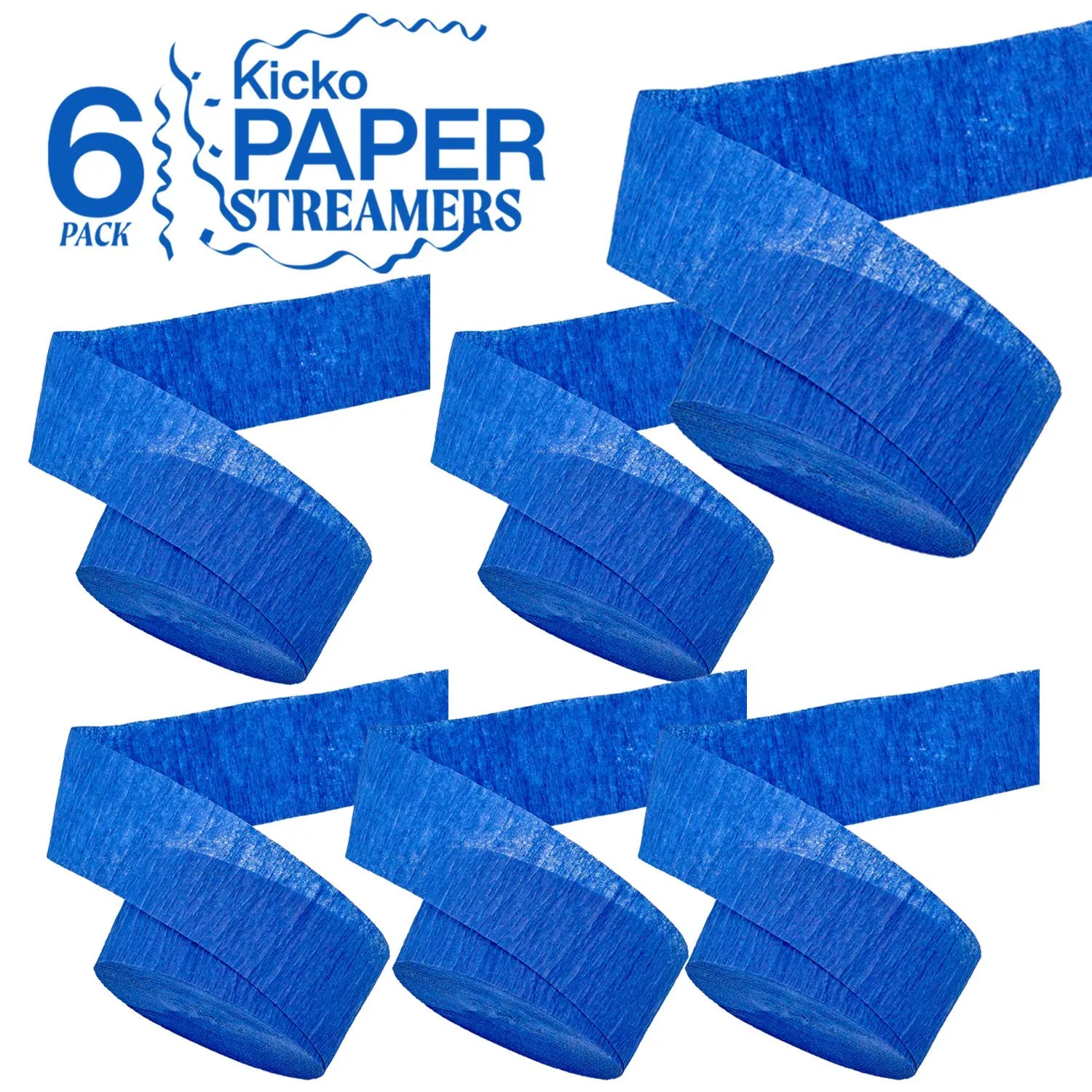Kicko Navy Blue Crepe Streamers - 2 Pack, 162 Feet x 1.75 Inches - for Kids, Party Favors