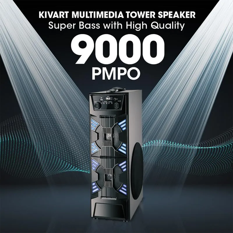 Kivart Thunder | 90W output | Karaoke Microphone | RGB Lights | Super Bass 9000 PMPO | Bluetooth 5.0