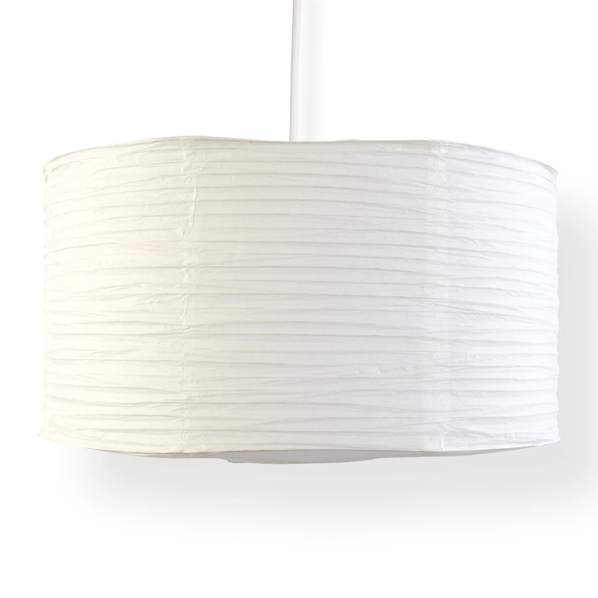 Large Drum Shaped Premium Fine Line Paper Lantern Lampshade, White (18"W x 10.5"H)