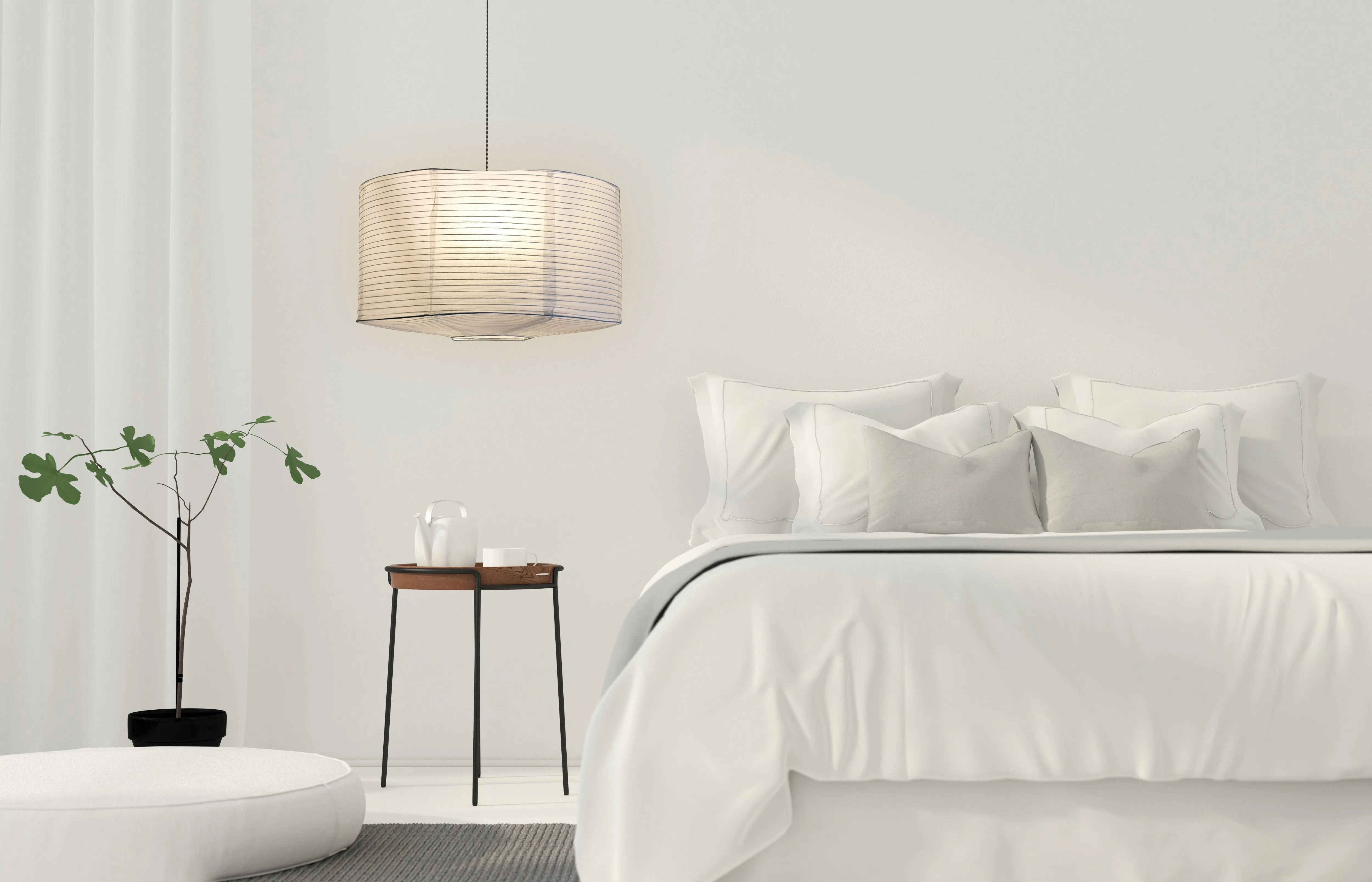 Large Drum Shaped Premium Fine Line Paper Lantern Lampshade, White (18"W x 10.5"H)