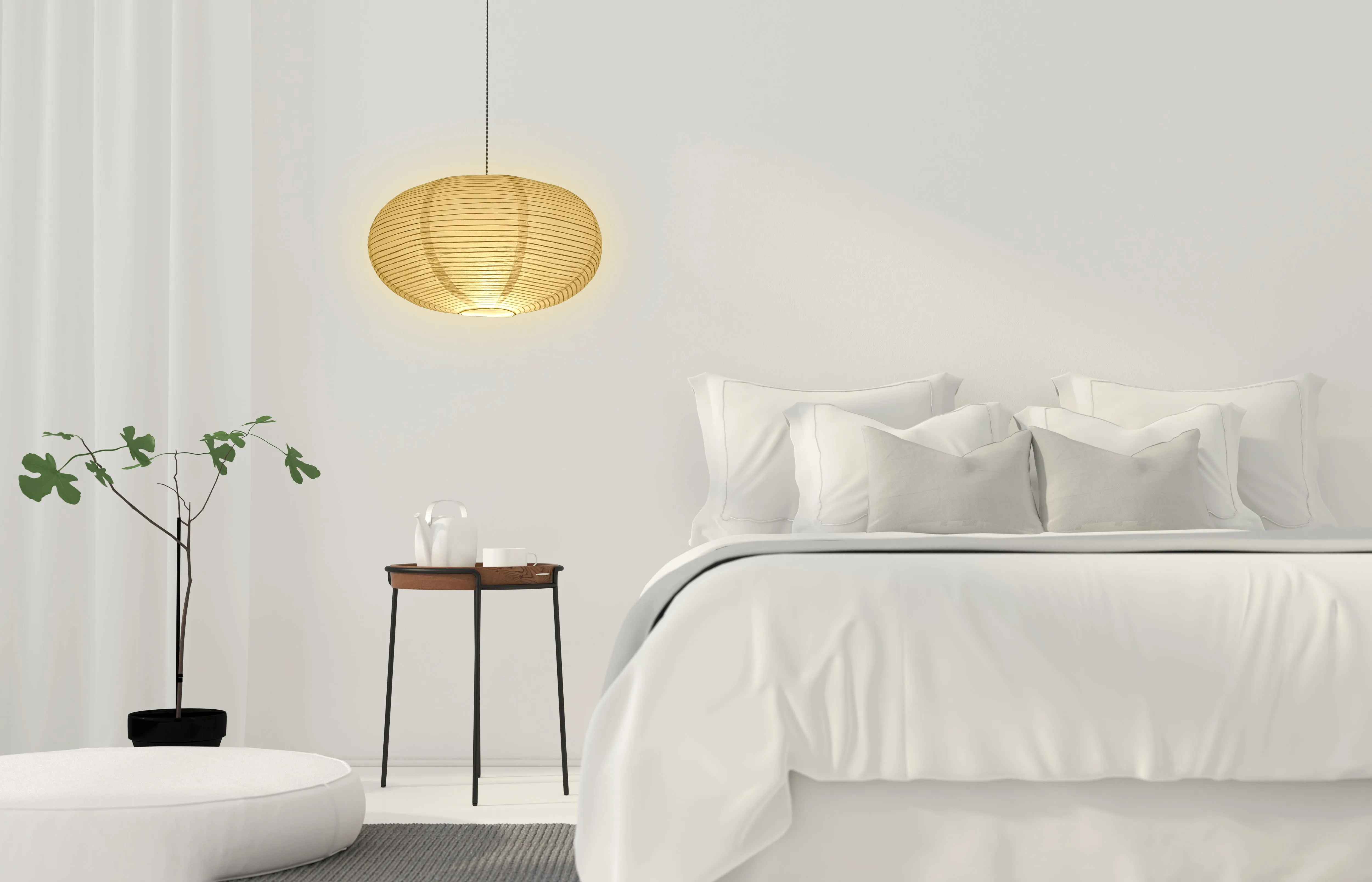 Large Oval Shaped Premium Fine Line Paper Lantern, White (22"W x 13")