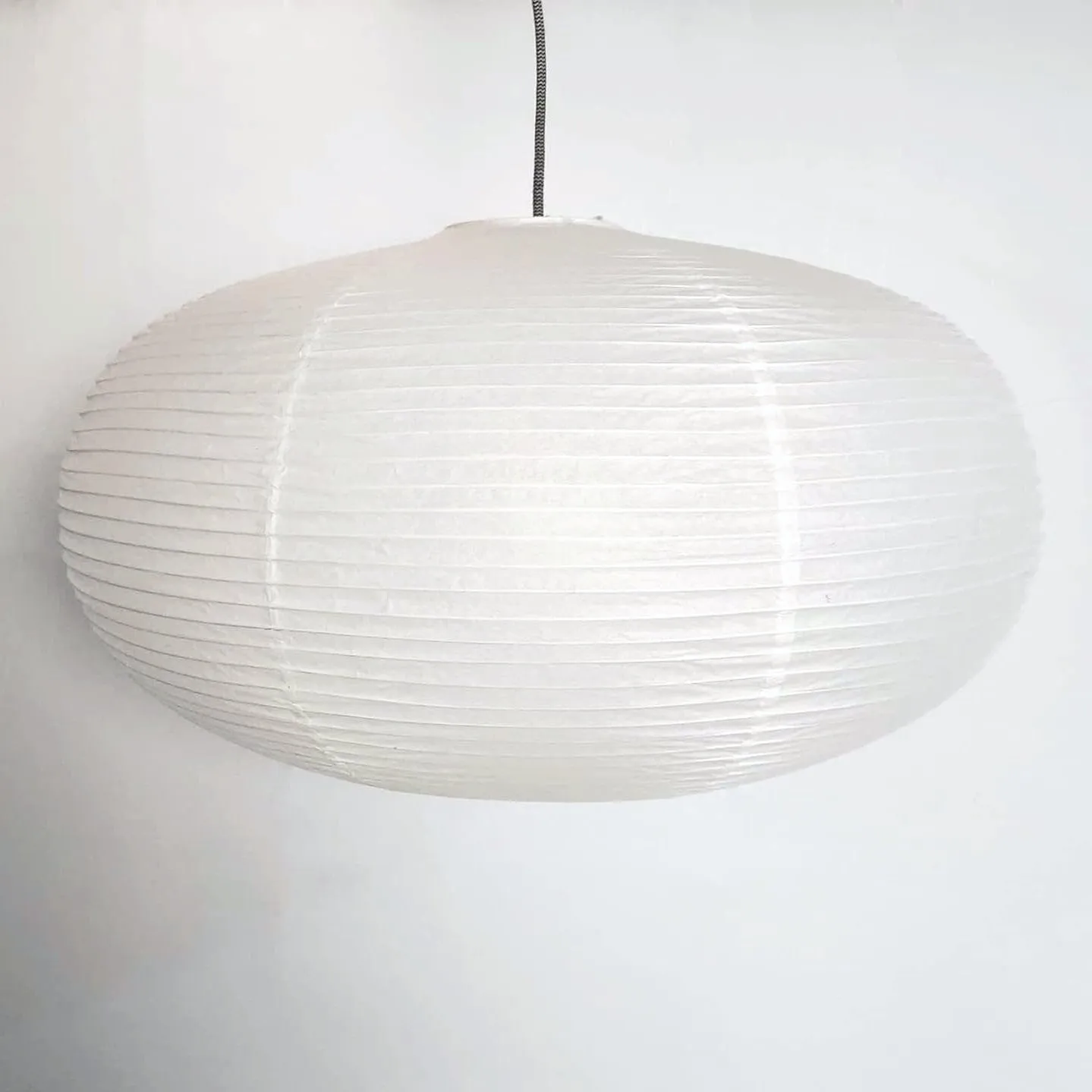 Large Oval Shaped Premium Fine Line Paper Lantern, White (22"W x 13")