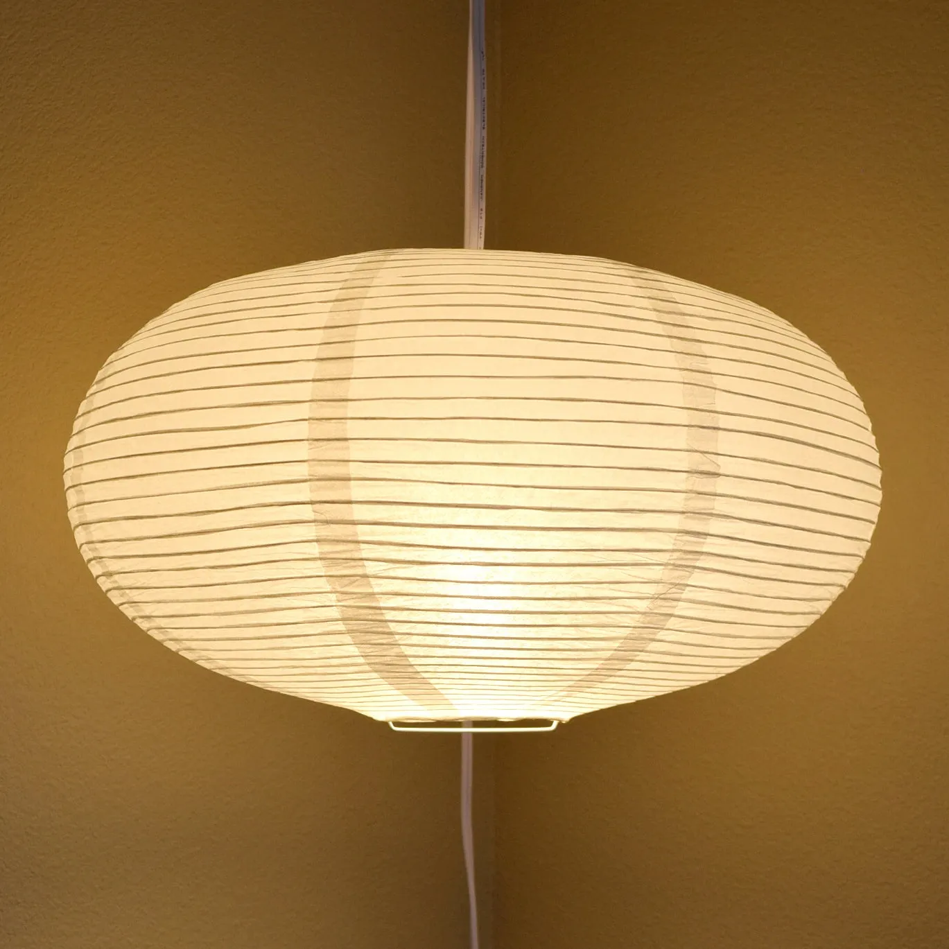 Large Oval Shaped Premium Fine Line Paper Lantern, White (22"W x 13")