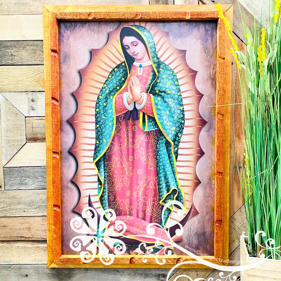 Large Religious Large Wall Art - Rustic Wood Frame Litografia