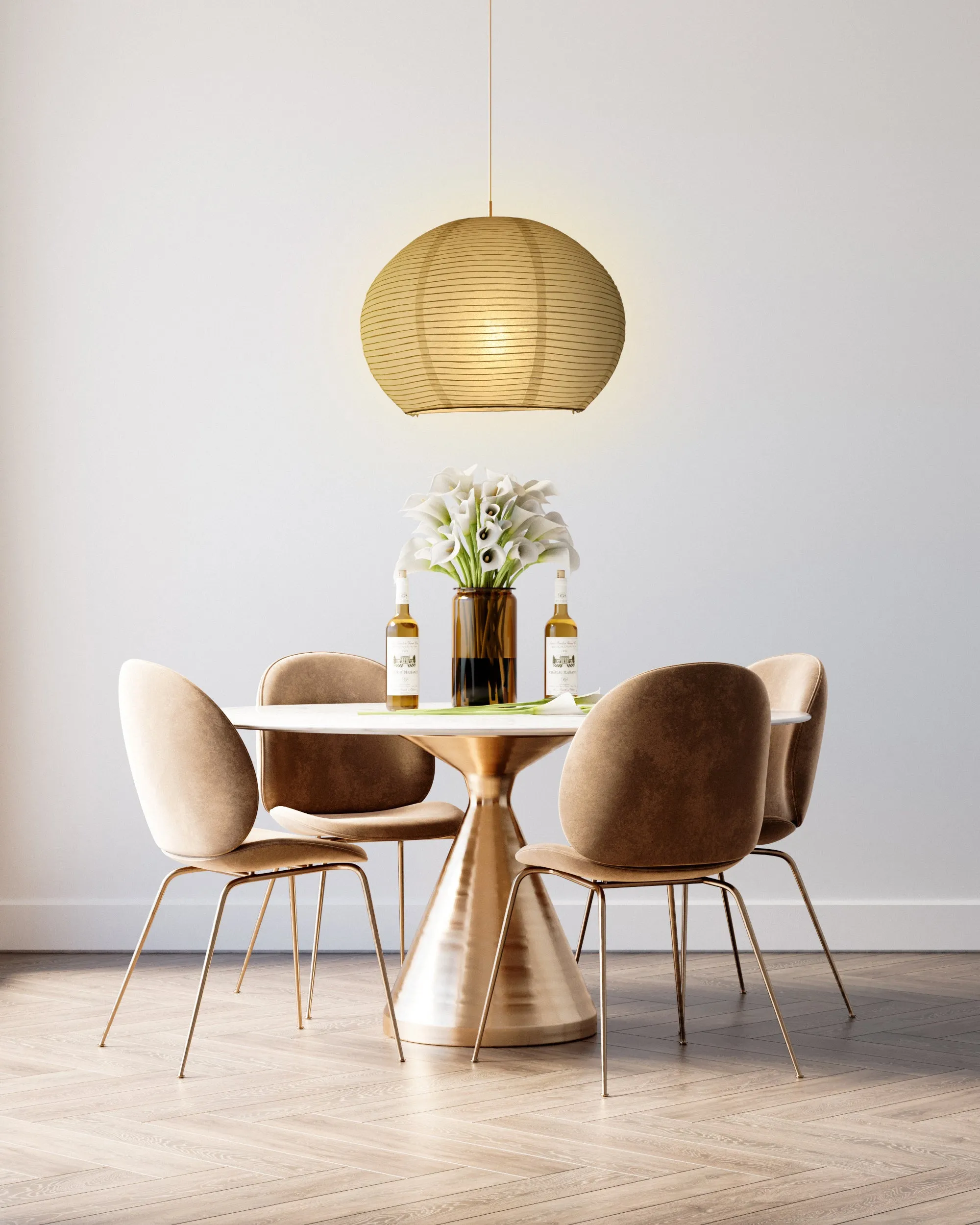 Large Spherical Dome Shaped Premium Fine Line Paper Lantern Lampshade, White (20"W x 15"H)