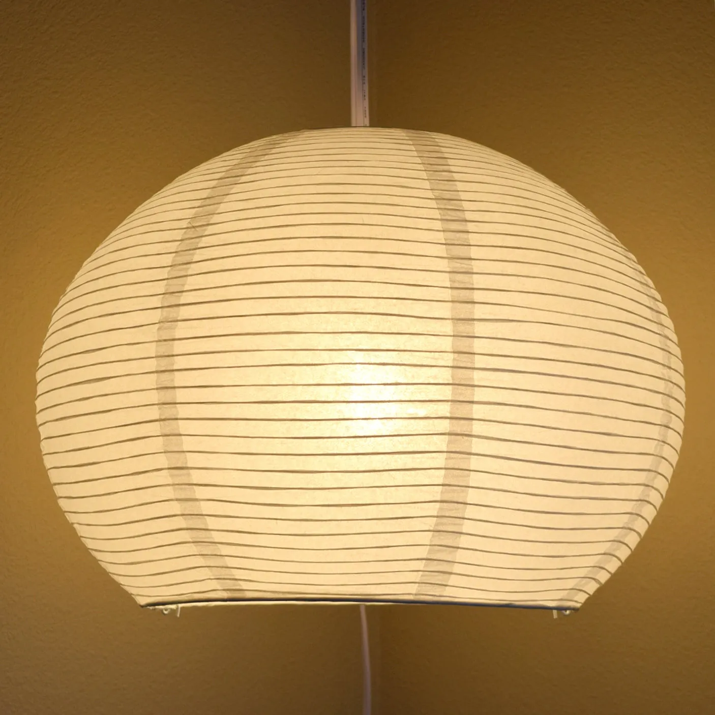 Large Spherical Dome Shaped Premium Fine Line Paper Lantern Lampshade, White (20"W x 15"H)