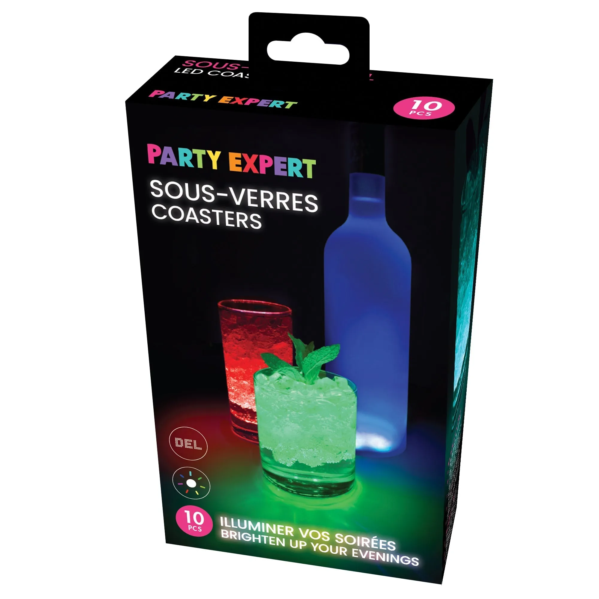 Light Up LED Drink Coasters, Multi-Color LED, Bottle Glorifier, 10 count