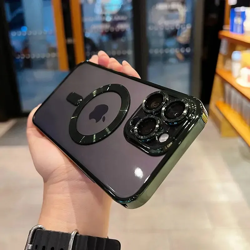 Magsafe Compatible Case Luxury Magnetic Plating Clear Case For Magsafe Wireless Charging iPhone 11 12 13 14 15 16 Pro Max Plus Shockproof Silicone Cover