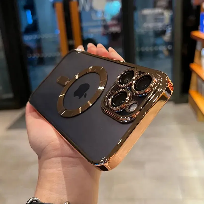 Magsafe Compatible Case Luxury Magnetic Plating Clear Case For Magsafe Wireless Charging iPhone 11 12 13 14 15 16 Pro Max Plus Shockproof Silicone Cover