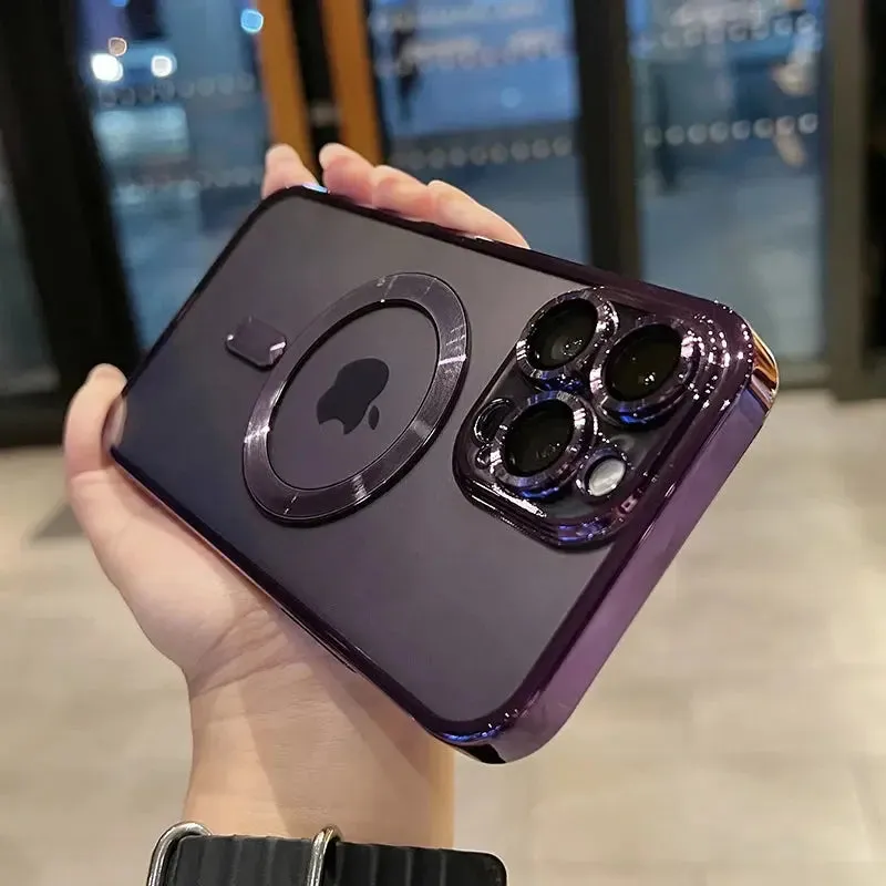 Magsafe Compatible Case Luxury Magnetic Plating Clear Case For Magsafe Wireless Charging iPhone 11 12 13 14 15 16 Pro Max Plus Shockproof Silicone Cover