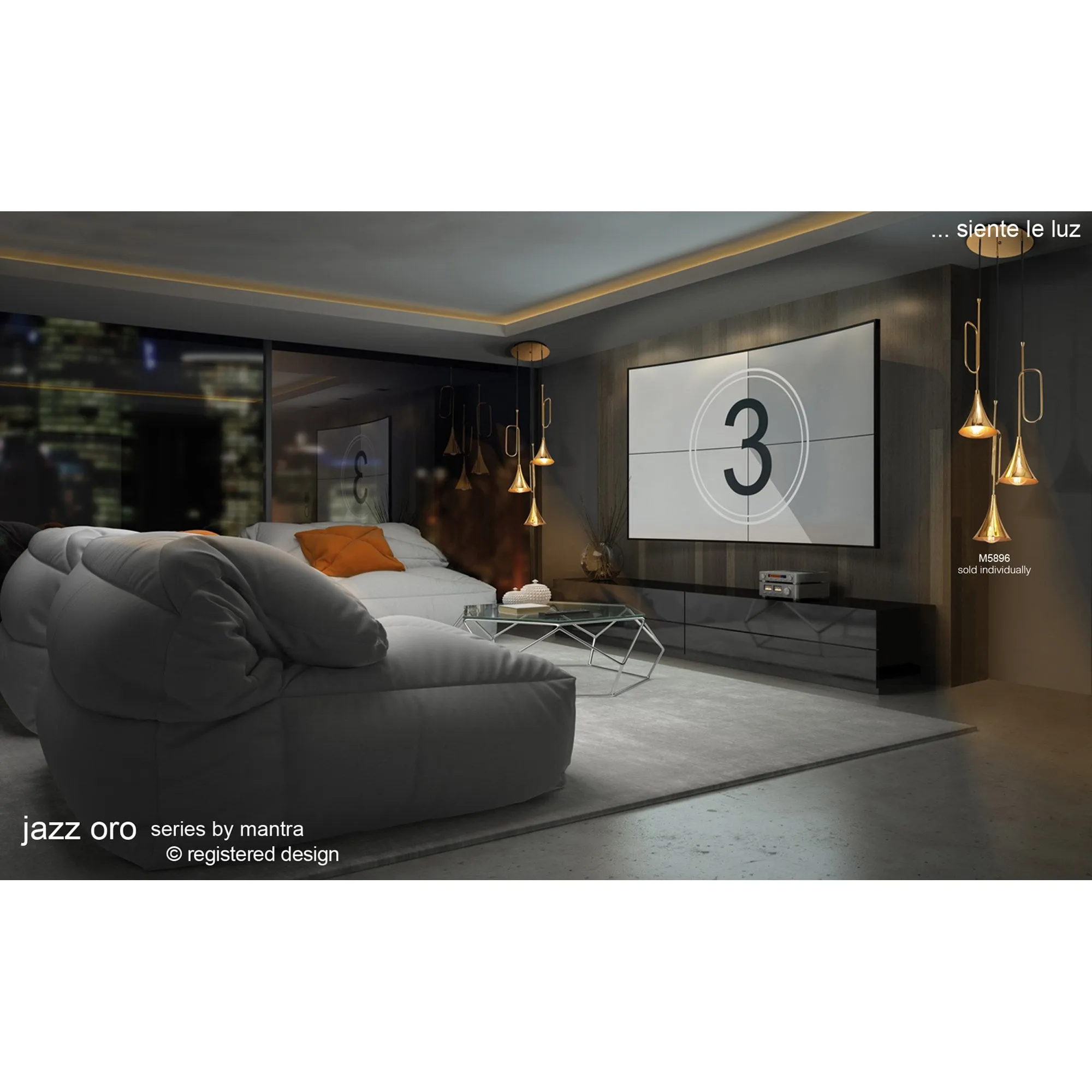 Mantra M5895 Jazz Oro Pendant 6 Light Polished Gold