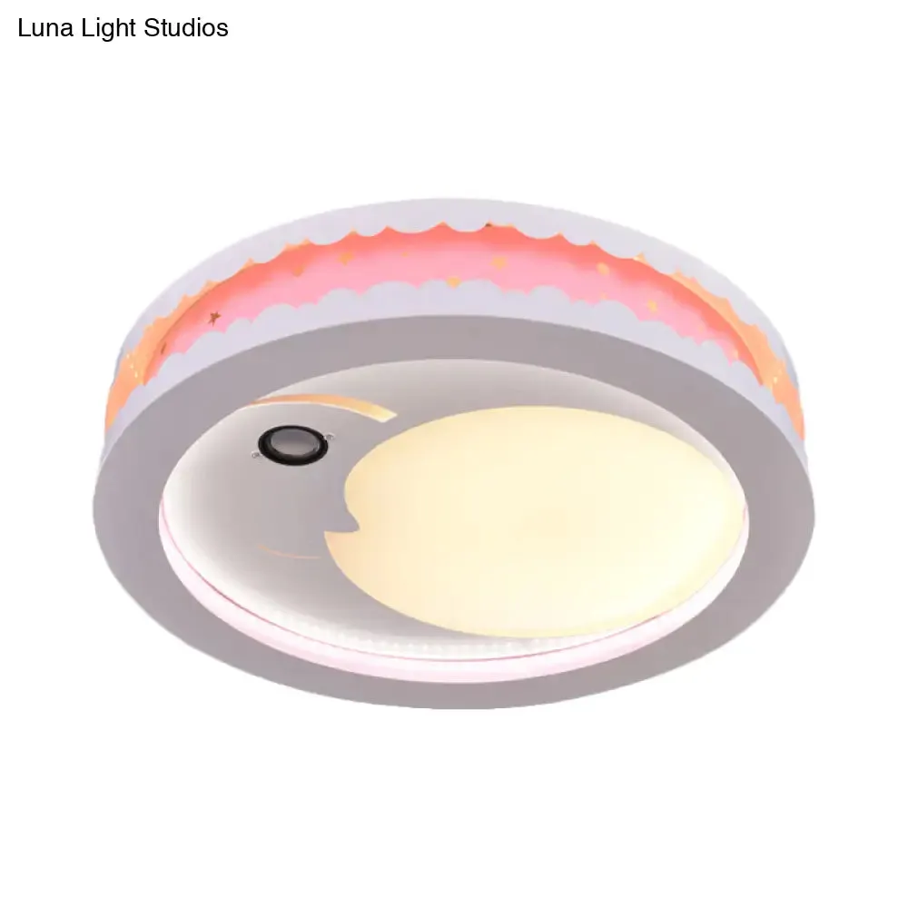 Metal LED Music Ceiling Light for Bedrooms: Hollow Crescent Design (Pink/Blue/Navy)