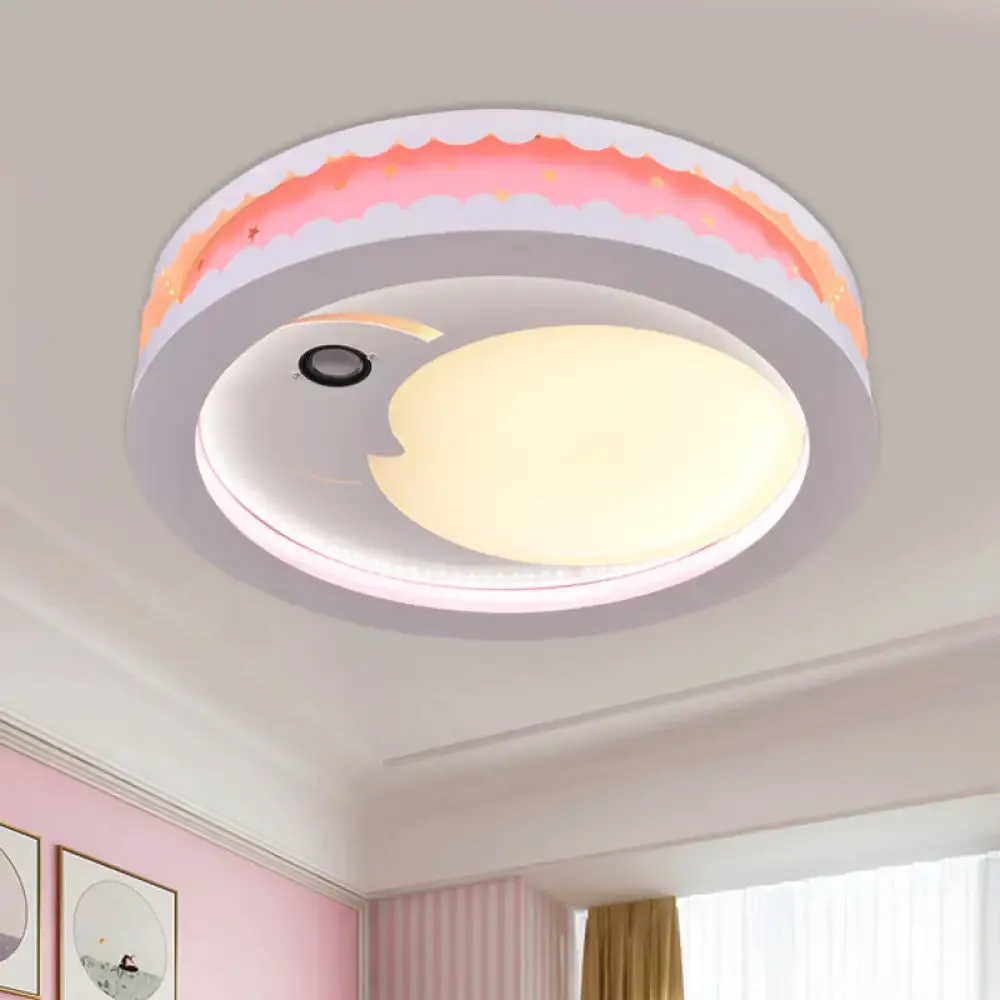 Metal LED Music Ceiling Light for Bedrooms: Hollow Crescent Design (Pink/Blue/Navy)