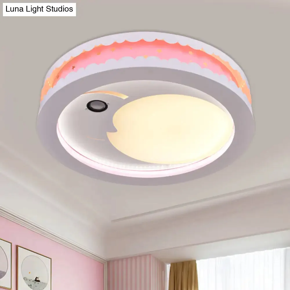 Metal LED Music Ceiling Light for Bedrooms: Hollow Crescent Design (Pink/Blue/Navy)