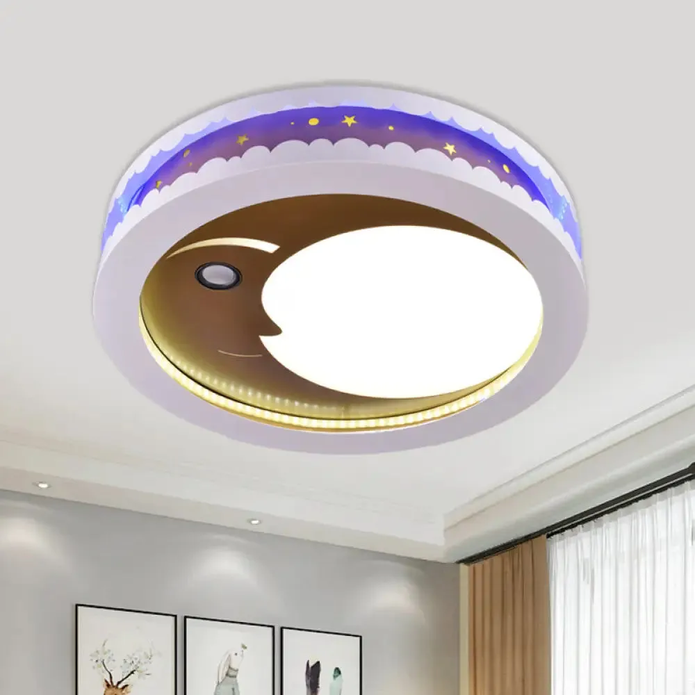 Metal LED Music Ceiling Light for Bedrooms: Hollow Crescent Design (Pink/Blue/Navy)