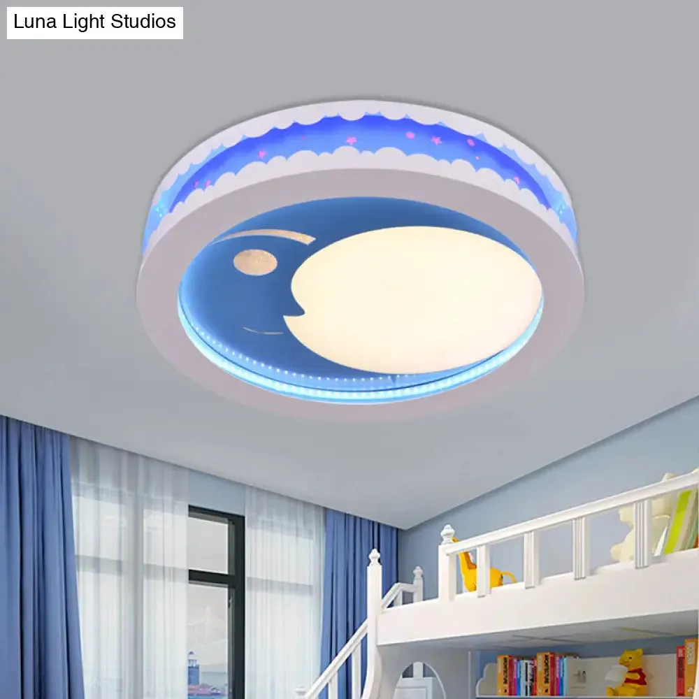 Metal LED Music Ceiling Light for Bedrooms: Hollow Crescent Design (Pink/Blue/Navy)