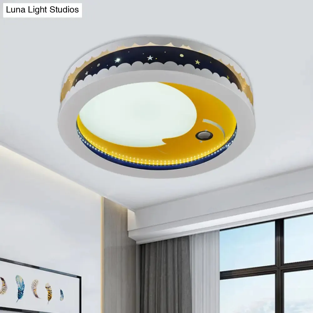 Metal LED Music Ceiling Light for Bedrooms: Hollow Crescent Design (Pink/Blue/Navy)