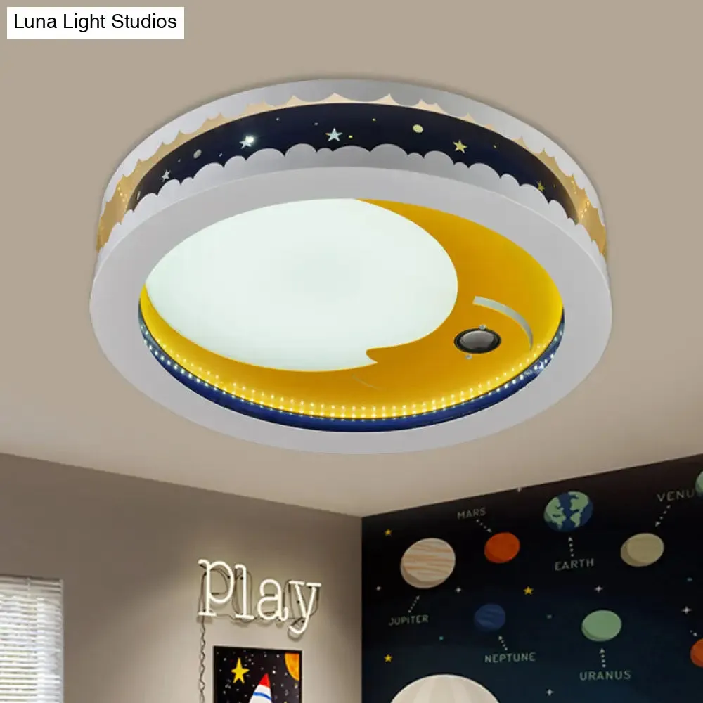 Metal LED Music Ceiling Light for Bedrooms: Hollow Crescent Design (Pink/Blue/Navy)