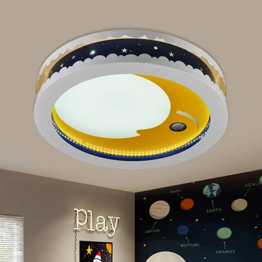 Metal LED Music Ceiling Light for Bedrooms: Hollow Crescent Design (Pink/Blue/Navy)