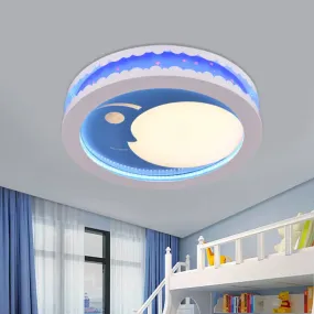 Metal LED Music Ceiling Light for Bedrooms: Hollow Crescent Design (Pink/Blue/Navy)