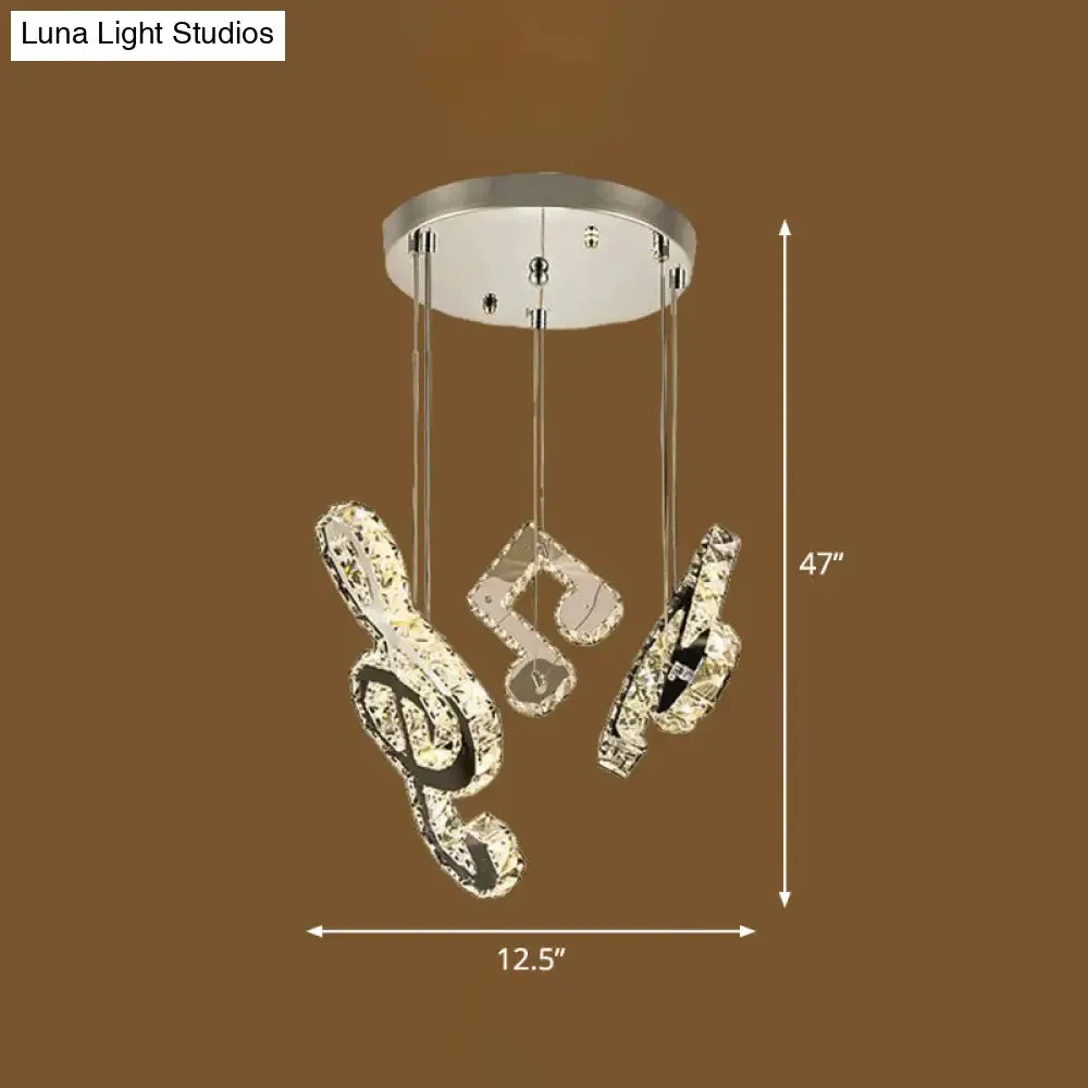 Minimalistic Music Note Crystal Ceiling Light - Clear