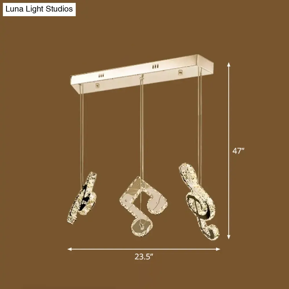 Minimalistic Music Note Crystal Ceiling Light - Clear