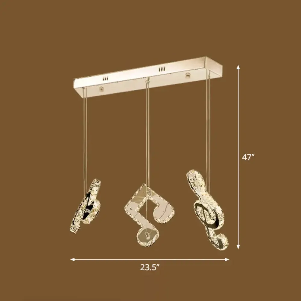 Minimalistic Music Note Crystal Ceiling Light - Clear