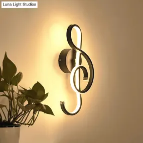Modern Acrylic LED Wall Light Fixture - Music Note Design for Living Room