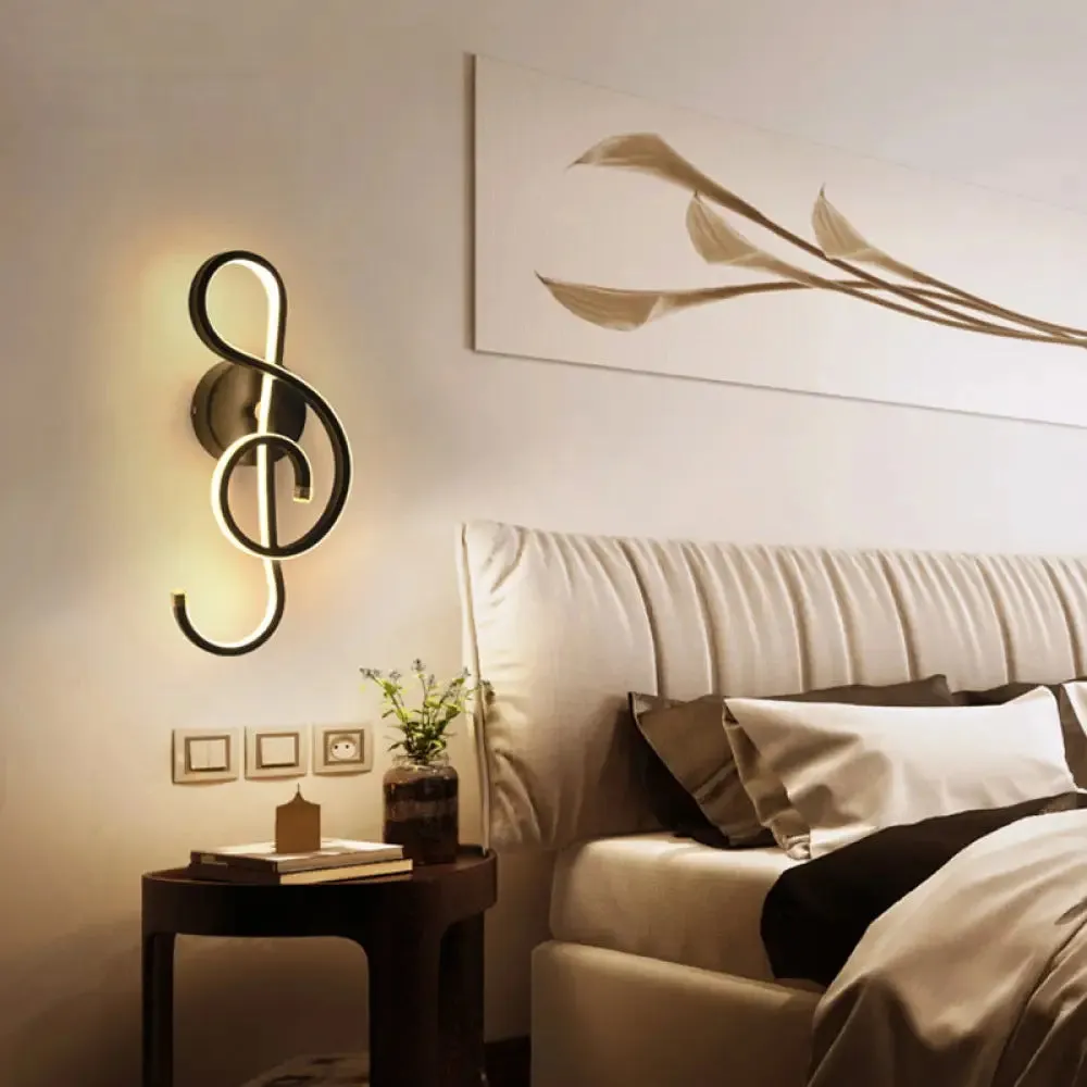 Modern Acrylic LED Wall Light Fixture - Music Note Design for Living Room