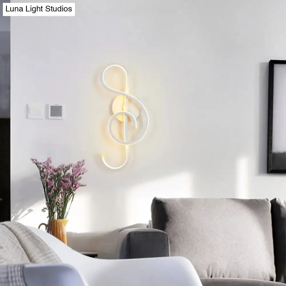 Modern Acrylic LED Wall Light Fixture - Music Note Design for Living Room