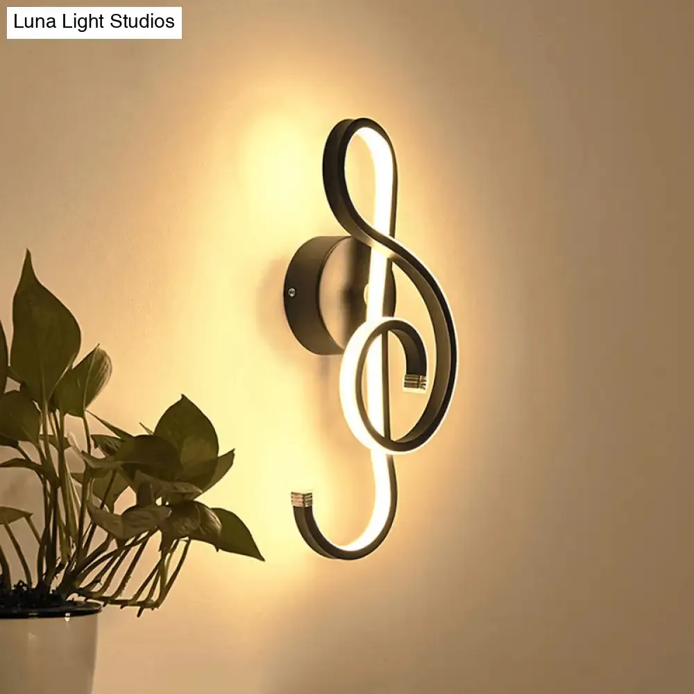Modern Acrylic LED Wall Light Fixture - Music Note Design for Living Room