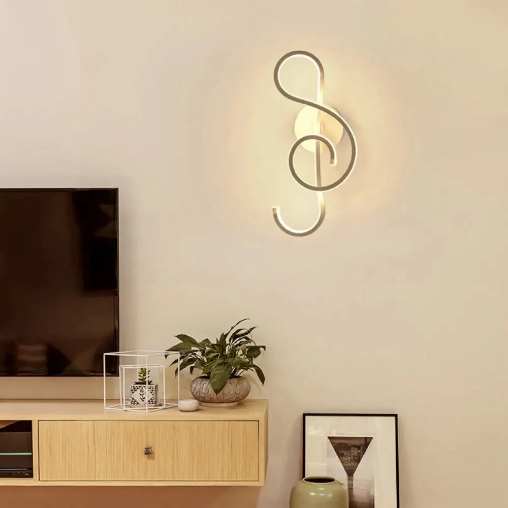Modern Acrylic LED Wall Light Fixture - Music Note Design for Living Room