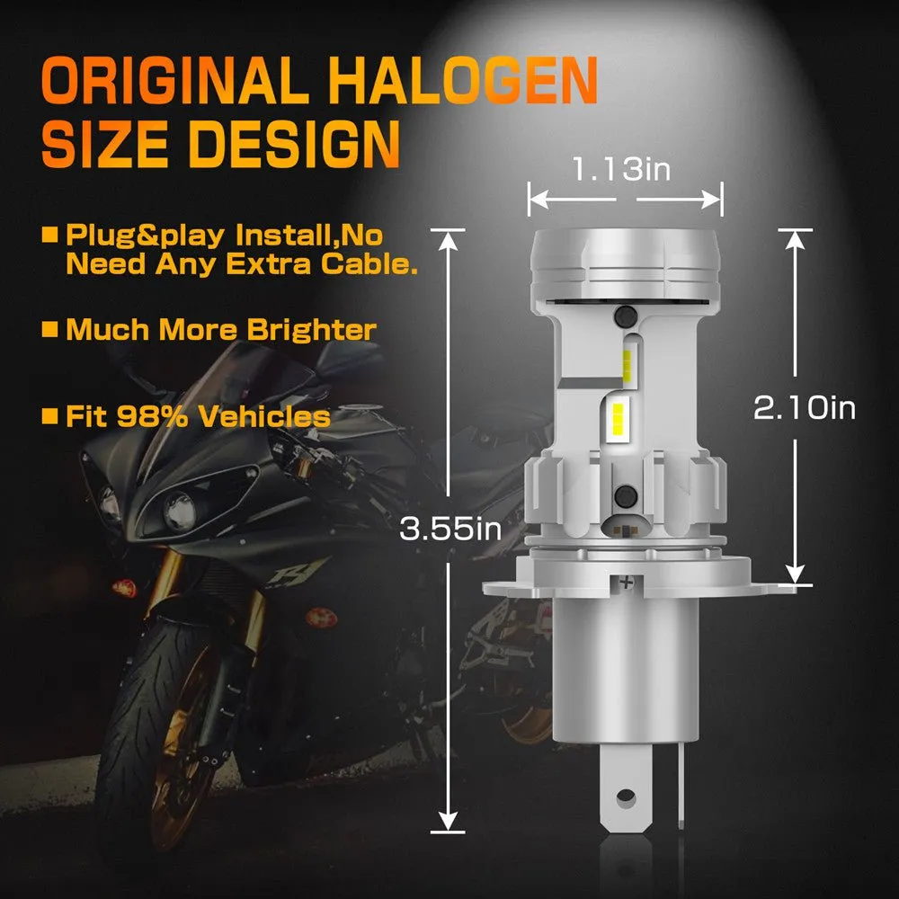 Motorcycle LED Forward Lighting Bulbs H4 9003 HB2 Kits, 6000K Xenon White