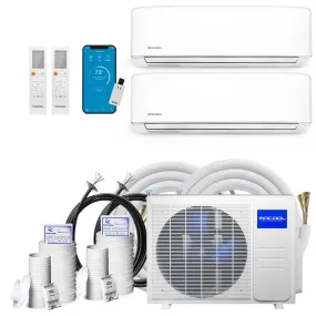 MRCOOL® DIY Mini Split 30,000 BTU 2 Zone Ductless Air Conditioner and Heat Pump with 12K   18K Air Handlers and Install Kit