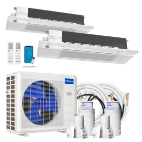MRCOOL® DIY Mini Split 30,000 BTU 21.5 SEER 2 Zone Ceiling Cassette Ductless Air Conditioner and Heat Pump - 12K   18K