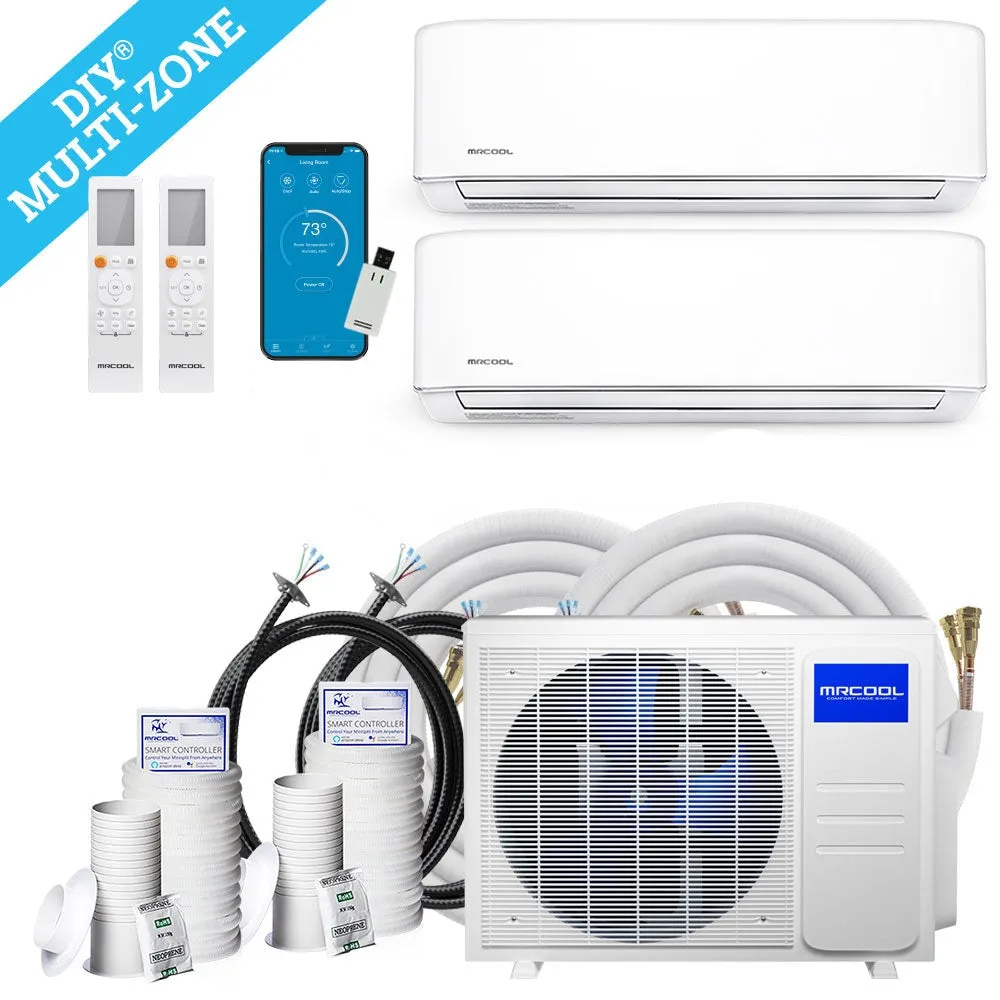 MRCOOL DIY Mini Split 36,000 BTU 2 Zone Ductless Air Conditioner and Heat Pump with 18K   18K Air Handlers and Install Kit