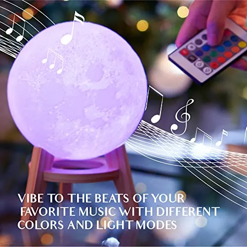 Mydethun Music Activated Moon Lamp with Remote Control - 16 Colour Lights, 4 Modes, Portable Strobe RGB Lamp for Home, Birthdays, Wedding, Bar, Christmas, New Year, Dance Parties