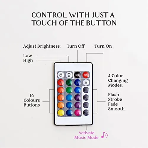 Mydethun Music Activated Moon Lamp with Remote Control - 16 Colour Lights, 4 Modes, Portable Strobe RGB Lamp for Home, Birthdays, Wedding, Bar, Christmas, New Year, Dance Parties