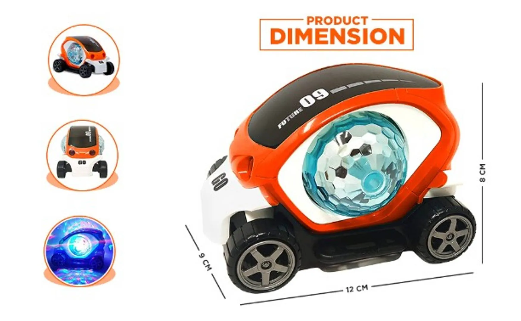 NHR 360 Degree Rotating Stunt Car Bump and Go Toy with 4D Lights, Dancing Toy, Battery Operated Toy