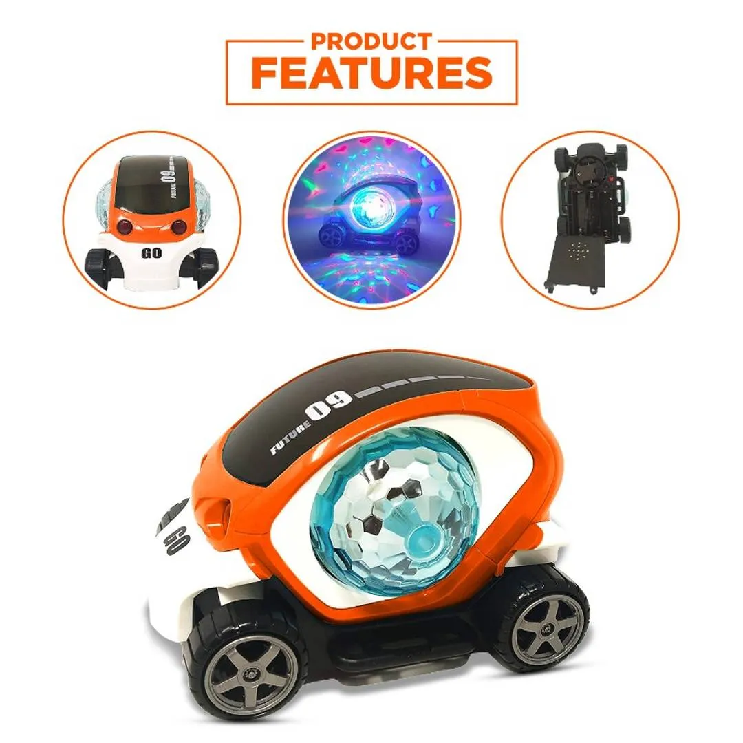 NHR 360 Degree Rotating Stunt Car Bump and Go Toy with 4D Lights, Dancing Toy, Battery Operated Toy