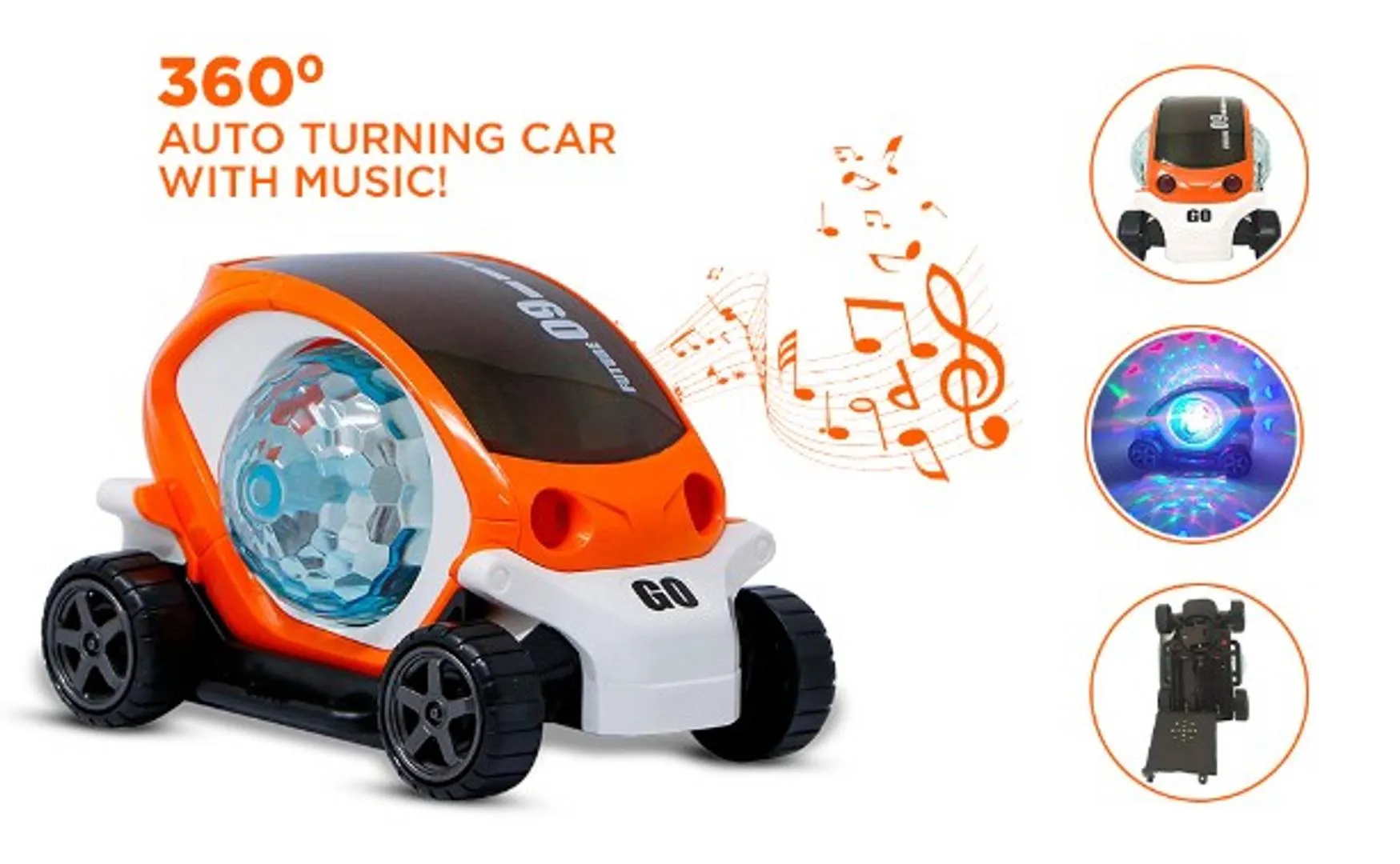 NHR 360 Degree Rotating Stunt Car Bump and Go Toy with 4D Lights, Dancing Toy, Battery Operated Toy