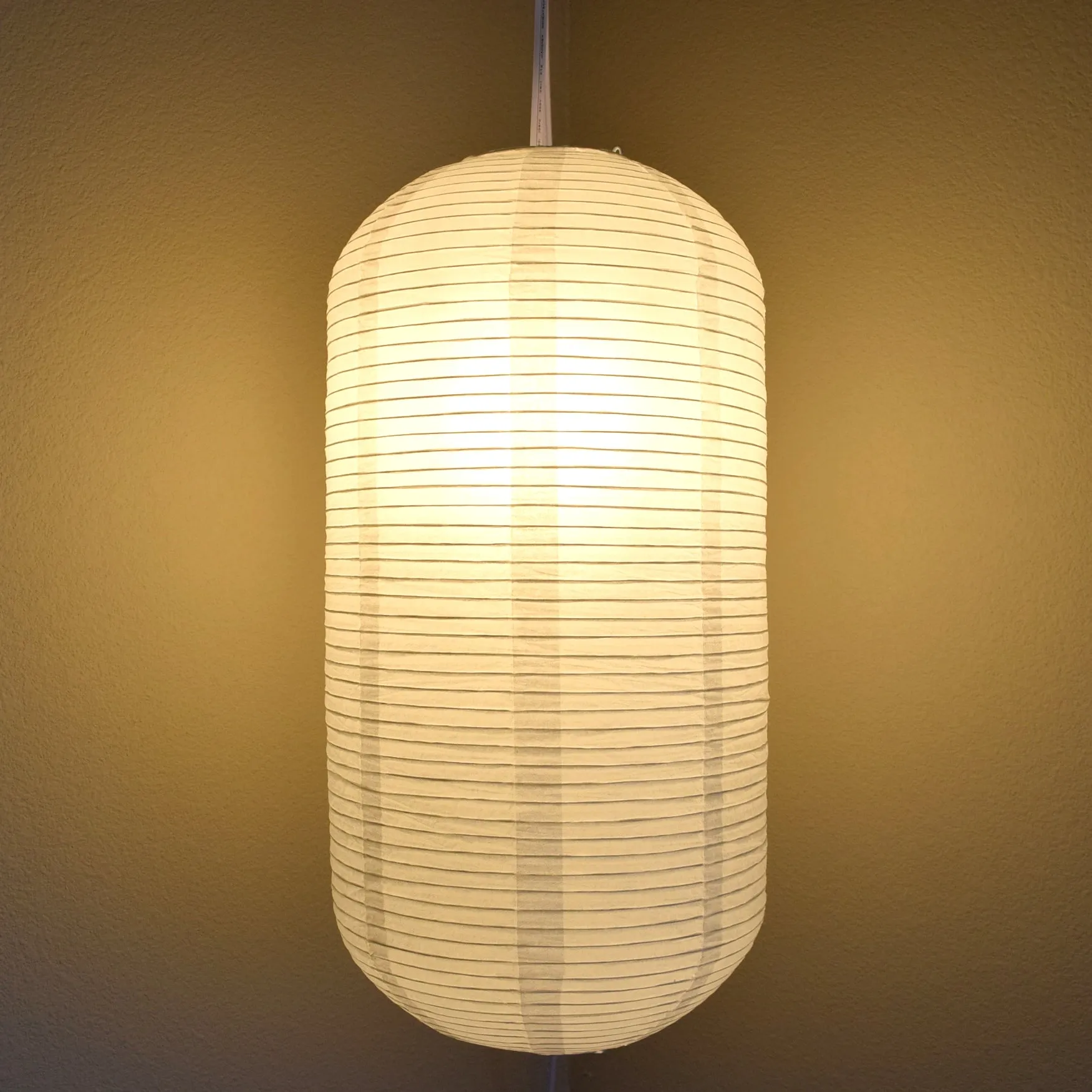 Oblong Shaped Premium Fine Line Paper Lantern, White (10"W x 20"H)