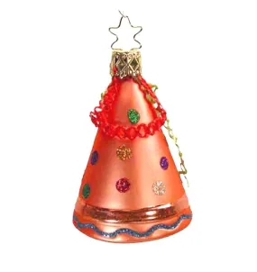 Orange Party Hat Retired Christmas Ornament Inge-Glas of Germany 1-154-05