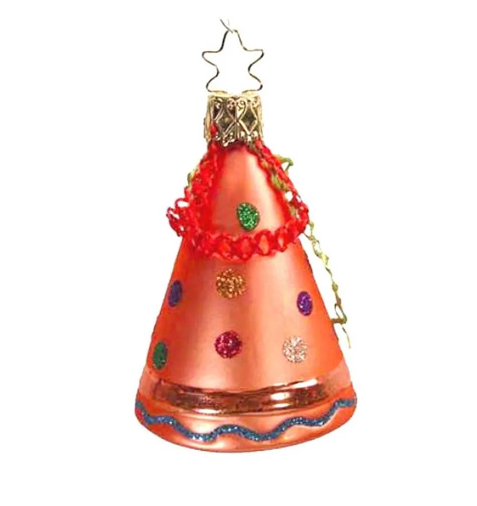 Orange Party Hat Retired Christmas Ornament Inge-Glas of Germany 1-154-05