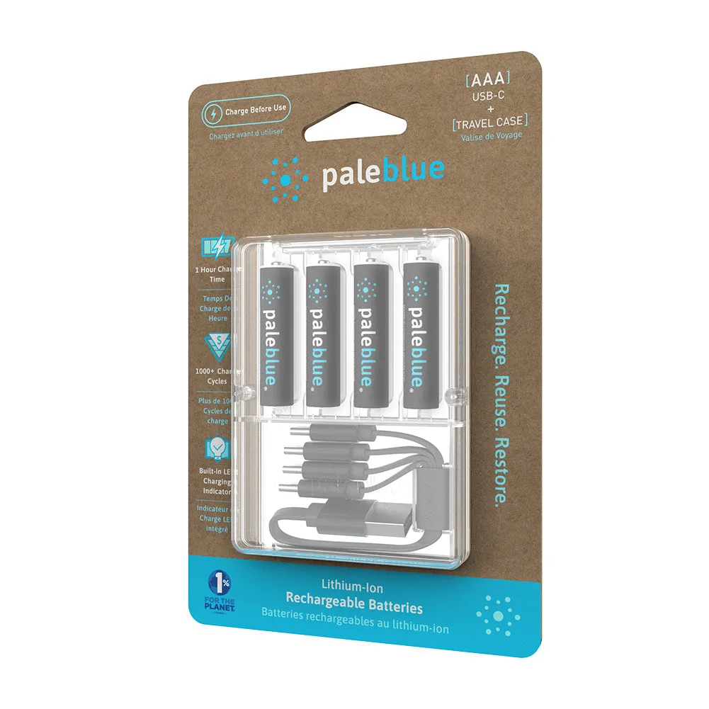 Paleblue AAA Lithium Ion USB-C Rechargeable Batteries (4 Pack)