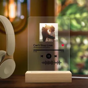 Personalized Scanned Code 3D Night Light, Design Acrylic Art Acrylic Glass Art Code Song Panel Board, Photo Acrylic Glass Music Album Plaque Lamp with Base