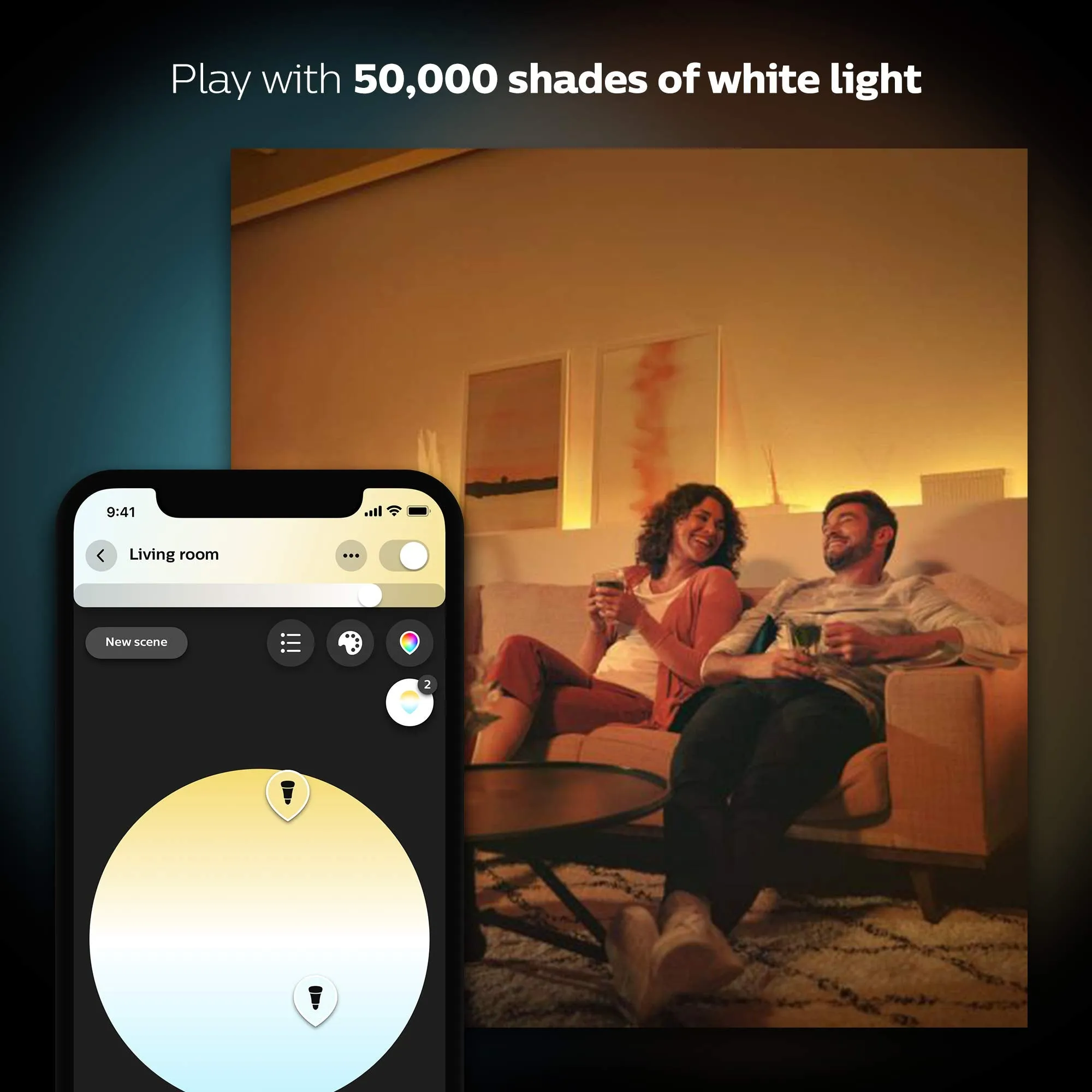 Philips Hue White and Colour Ambience Personal Wireless Lighting 2 x 9.5 W E27 Edison Screw LED Twin Pack Light Bulbs, Apple HomeKit Enabled, Works with Alexa